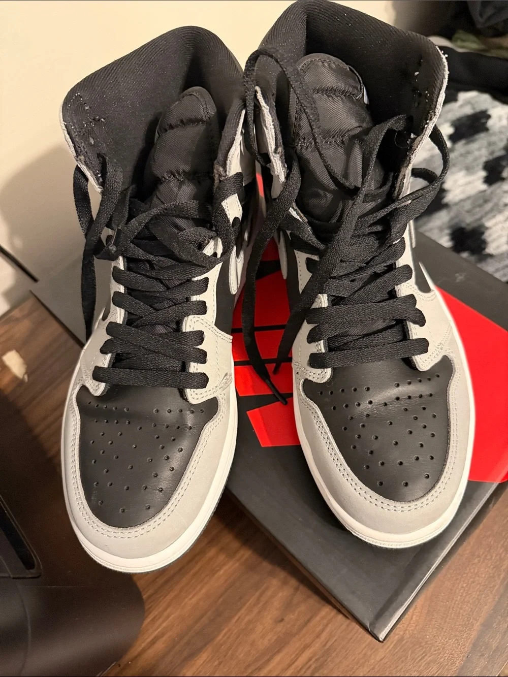 Jordan Black, Gray and White High-Top Sneakers